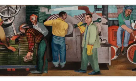 Post Office Mural of Working People in Buchanan Michigan