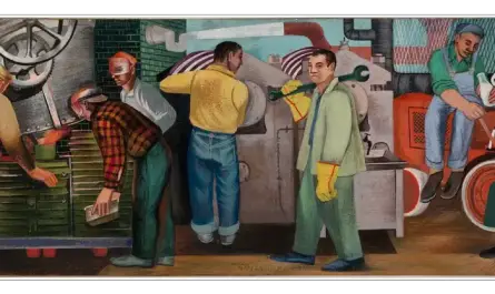Post Office Mural of Working People in Buchanan Michigan