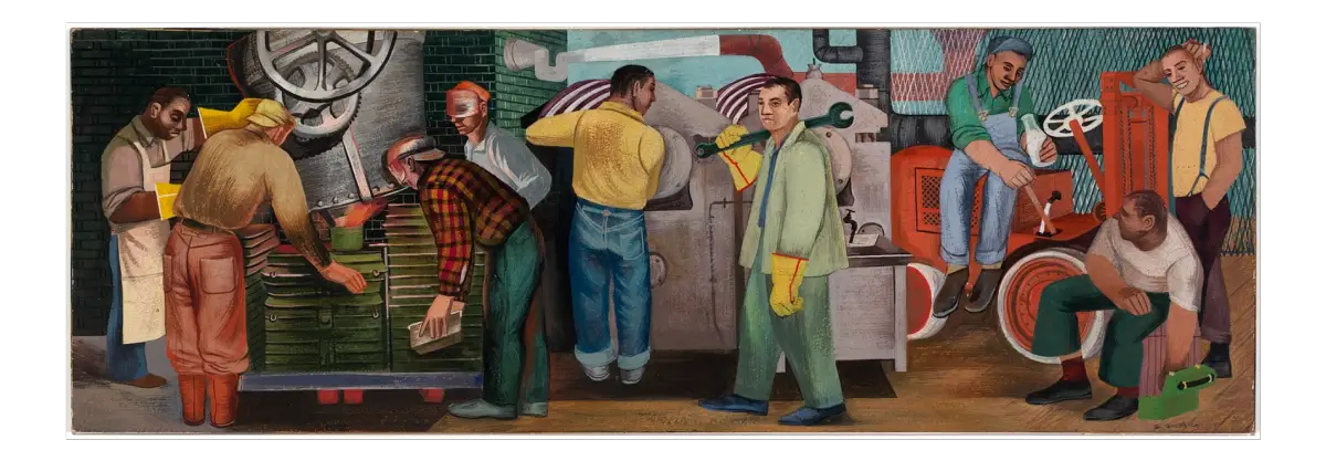 Post Office Mural of Working People in Buchanan Michigan