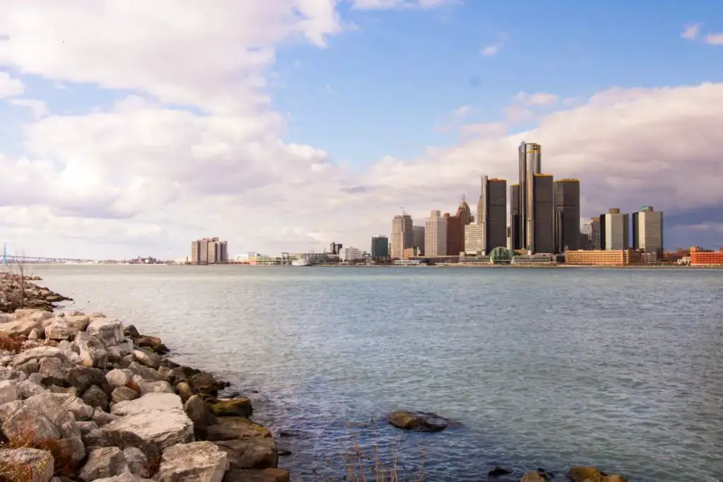 View of Detroit Michigan From Windsor Canada