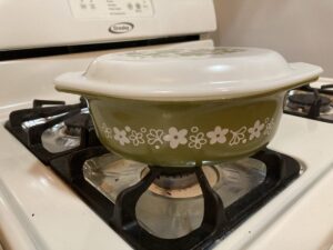 PYREX Spring Blossom Green 1972 Ovenware