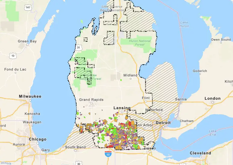 CMS Outage Map 2-23 - Michigan Ice Storm
