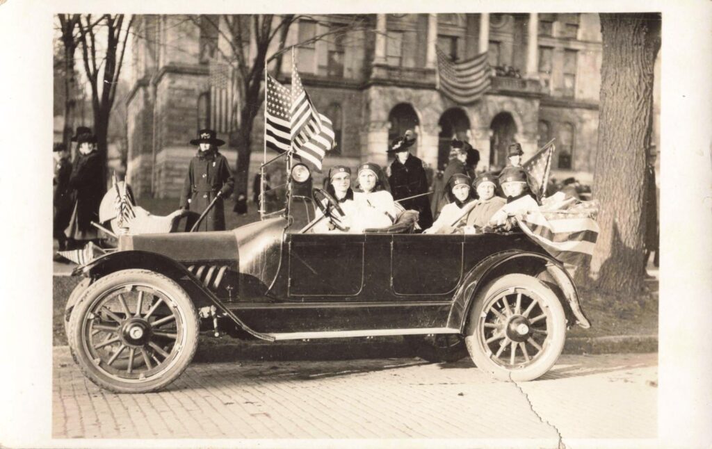 One of the Red Cross Autos, Mrs. Clyde Watt Driving