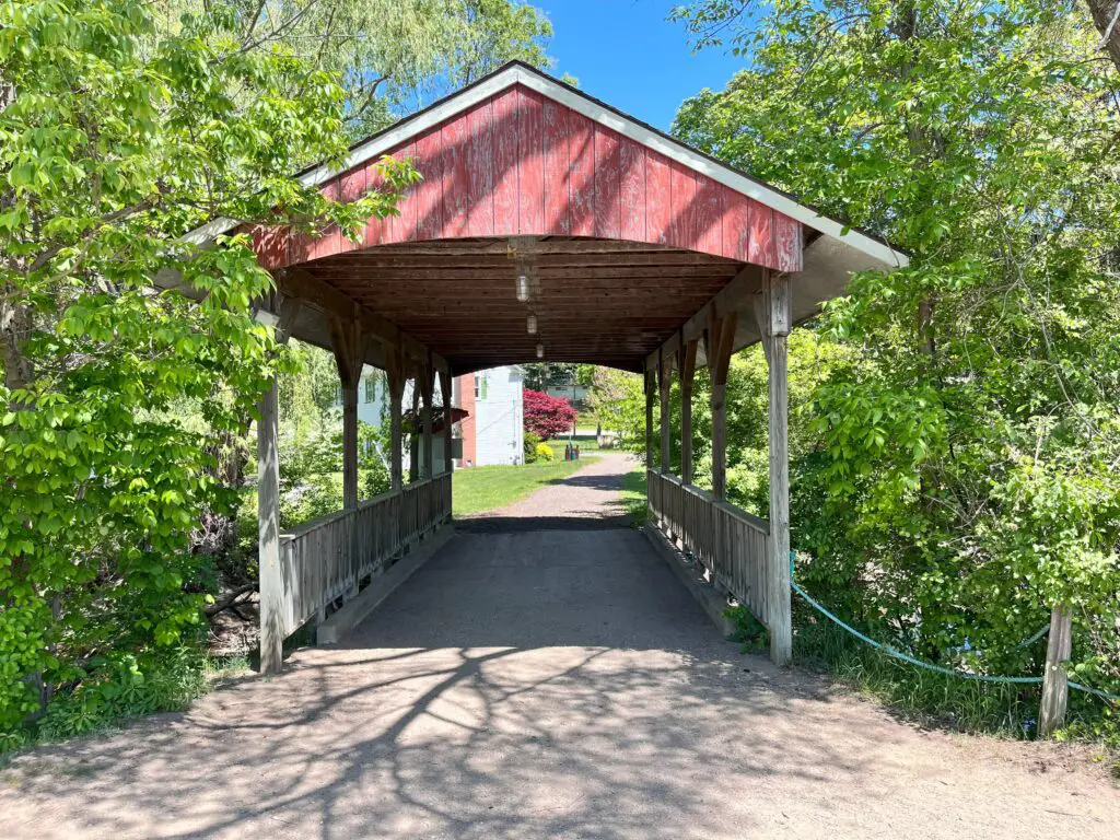 Covered bridge at the Drayton Plaines Nature Center