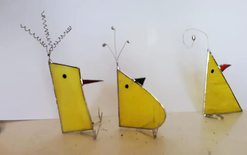 Yellow Stained Glass Birds