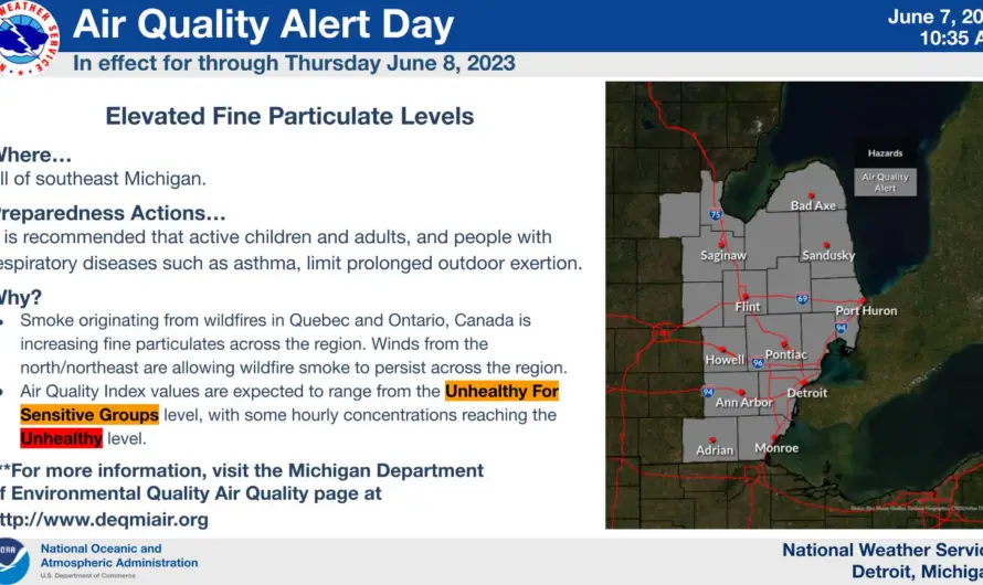 Smoke From Canadian Wildfires Drifts Across Lake Huron, Covers Upper Thumb Of Michigan