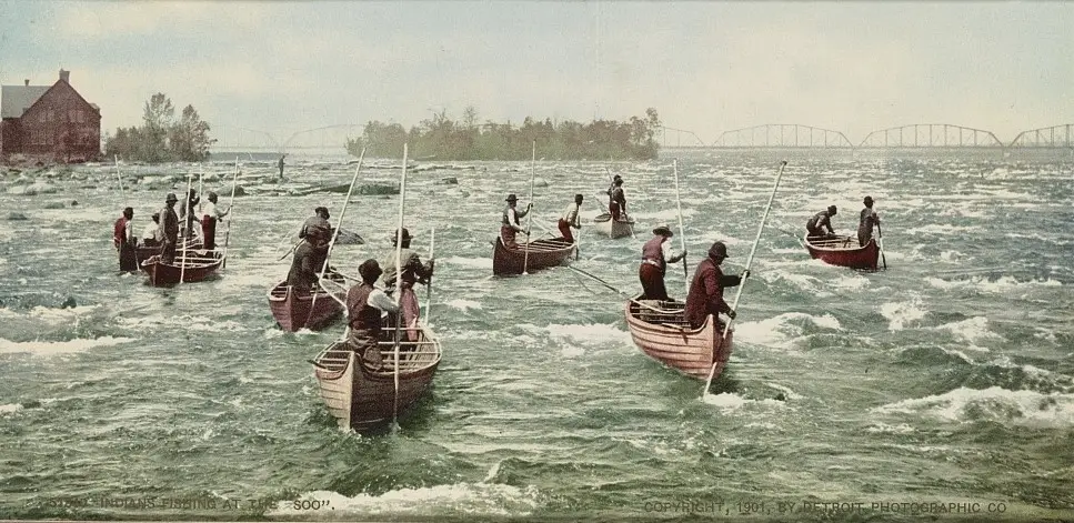 Indians fishing at the "Soo"