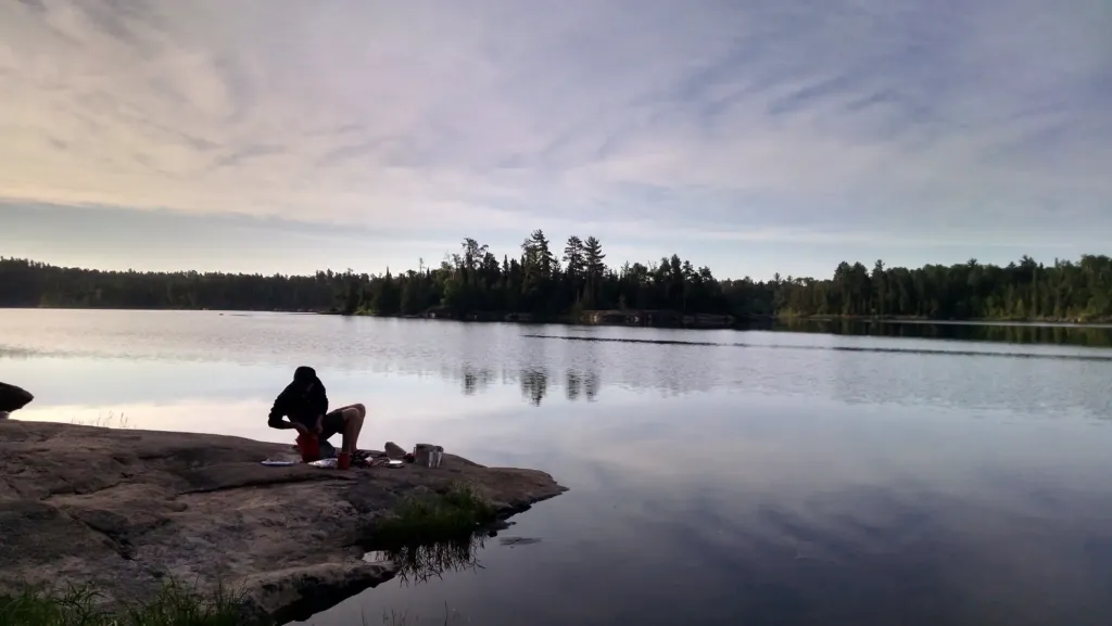 Trying a new coffee method on Iron Lake (Hey I can’t survive without coffee!)