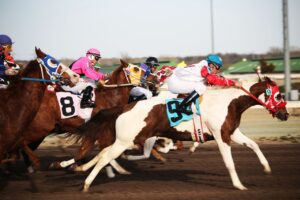 A computer screen showing an online horse racing betting platform in Michigan