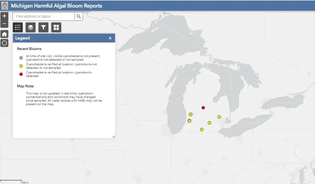 Michigan Harmful Algae Bloom Map