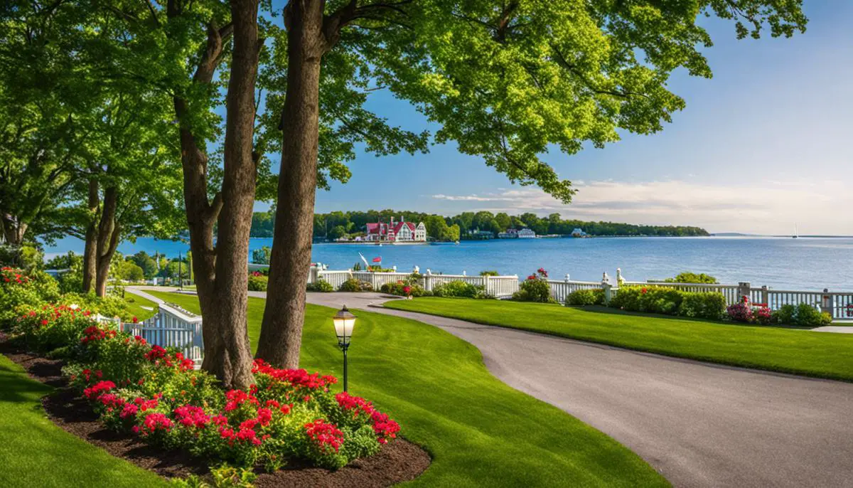 Image of Lake View Hotel showing its convenient location near downtown Mackinac Island and its amenities.