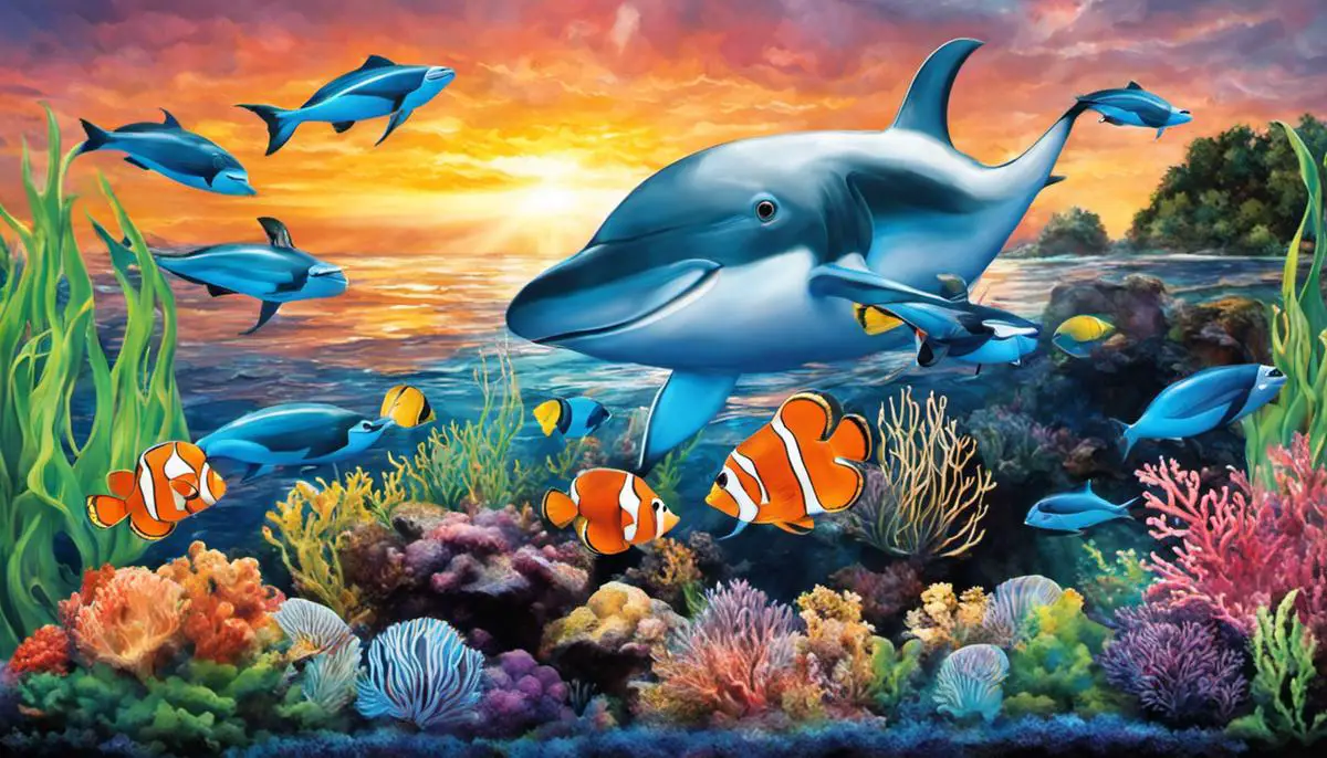 SEA LIFE Michigan Aquarium logo depicting marine life in a vibrant underwater setting