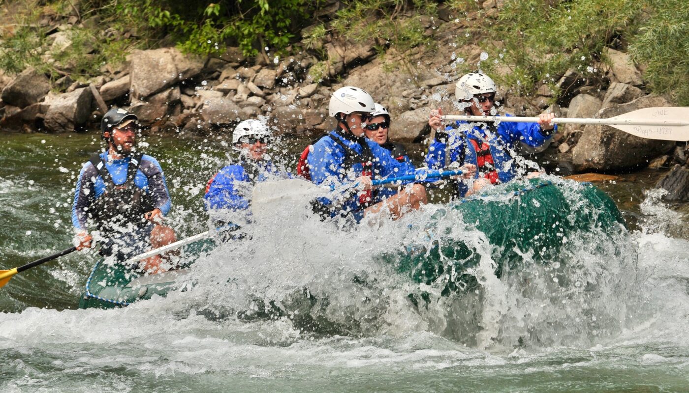 Michigan Whitewater Rafting group navigating rapids