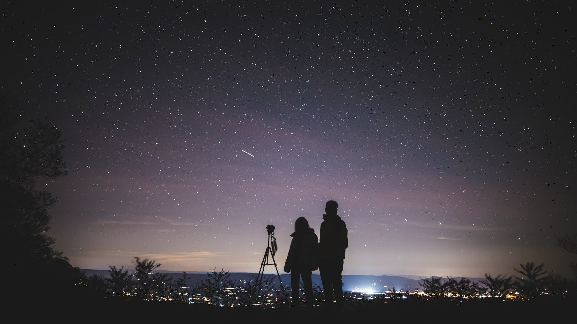 silhouette of two persons stargazing - Things to Do in Michigan for Students
