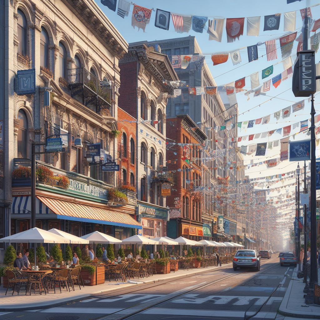 An artist rendition of Greektown in Detroit