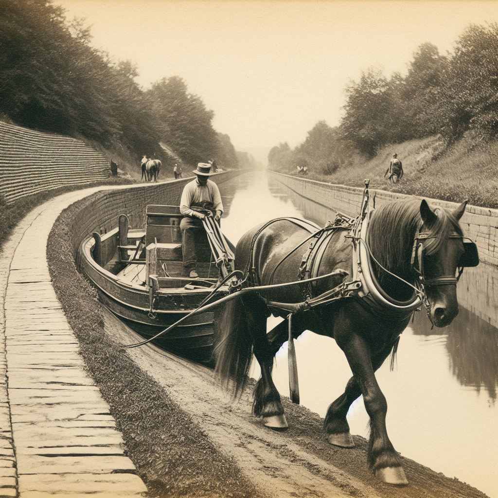 An artist rendition of the Erie Canal in New York - What to do in Michigan.
