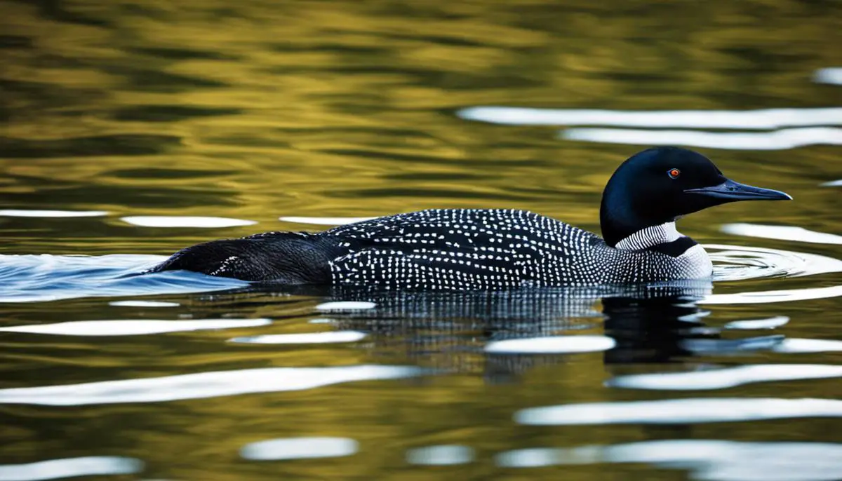 A beautiful image of a Great Lakes Loon swimming in the water