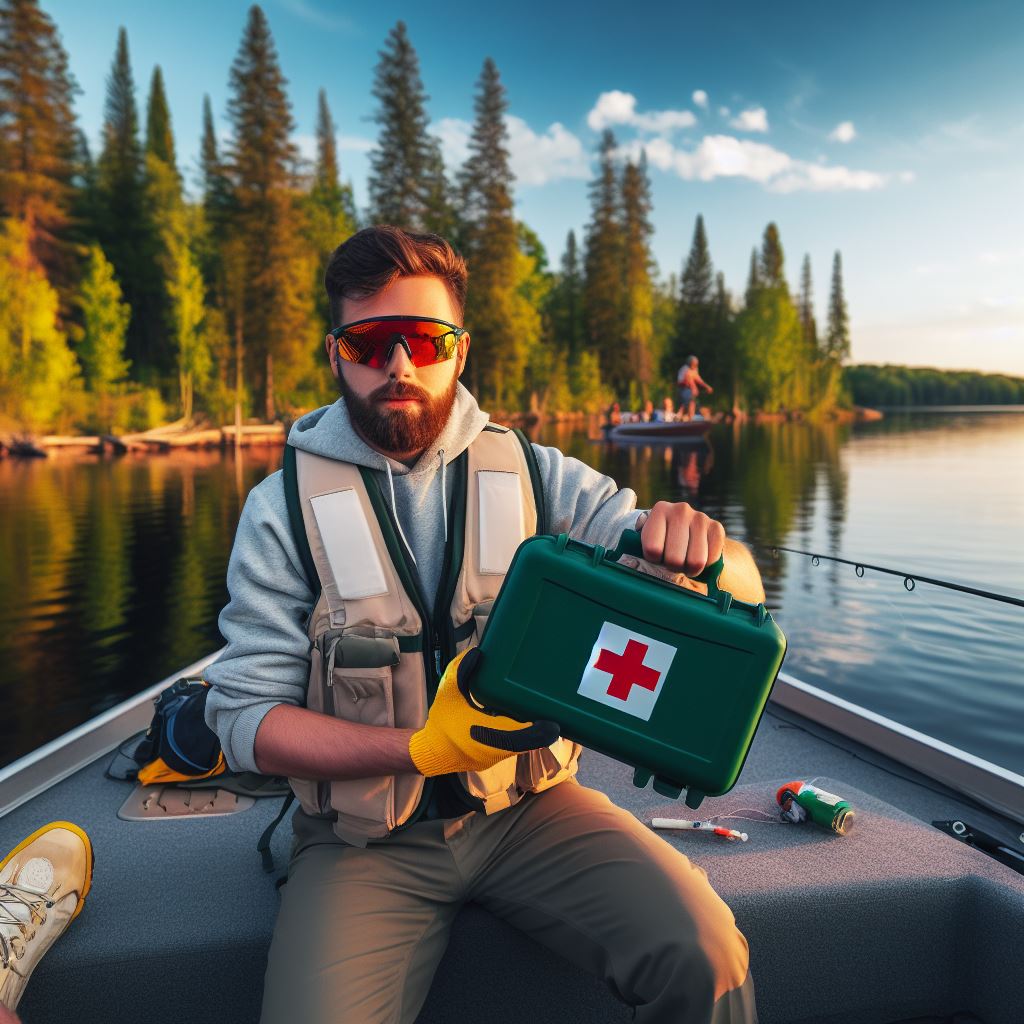 Guide with first aid kit