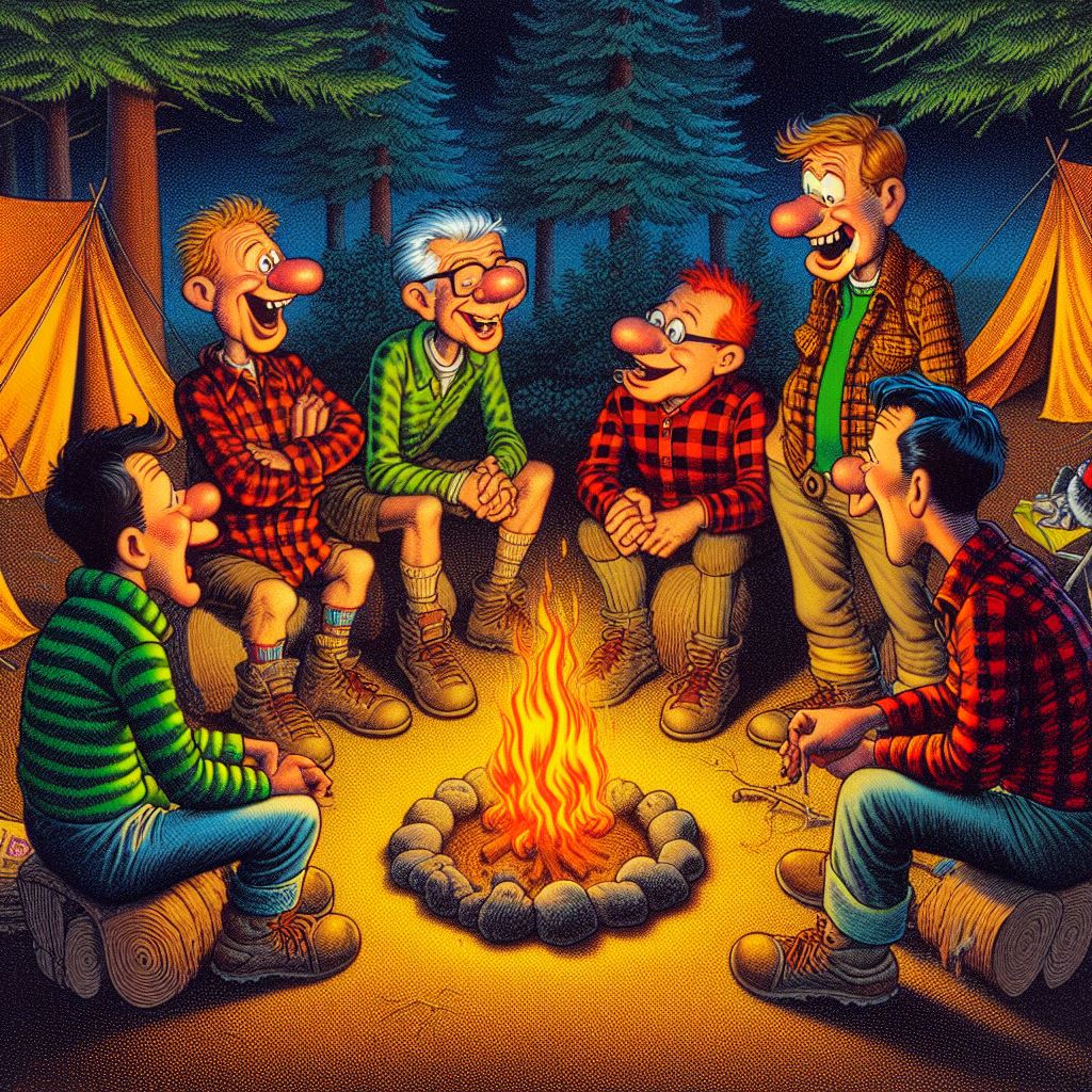 Making stories around the campfire.