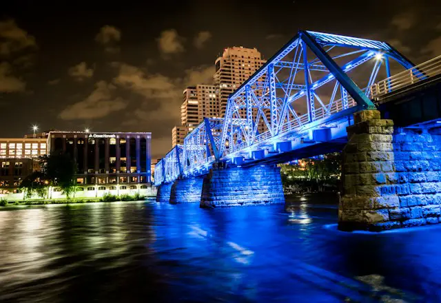 The Blue Bridge Crossing the Grand River.