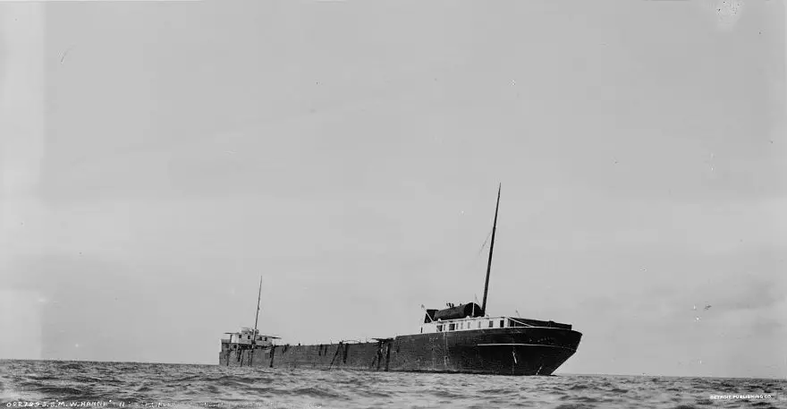 Howard M. Hanna Jr. aground near the Port  Austin Light