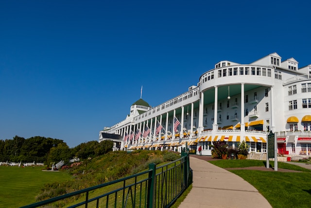 The famous front porch on the Grand Hotel on Mackinac Island