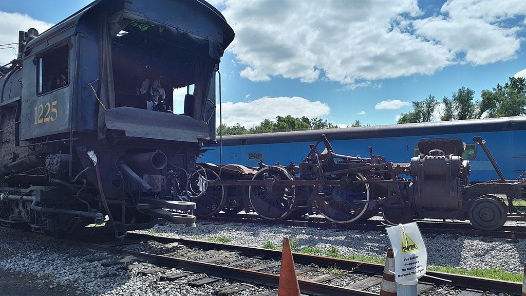 View of the locomotive cab minus the tender.
