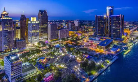 Detroit Riverfront at Night