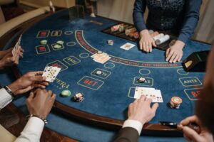 playing poker in a casino