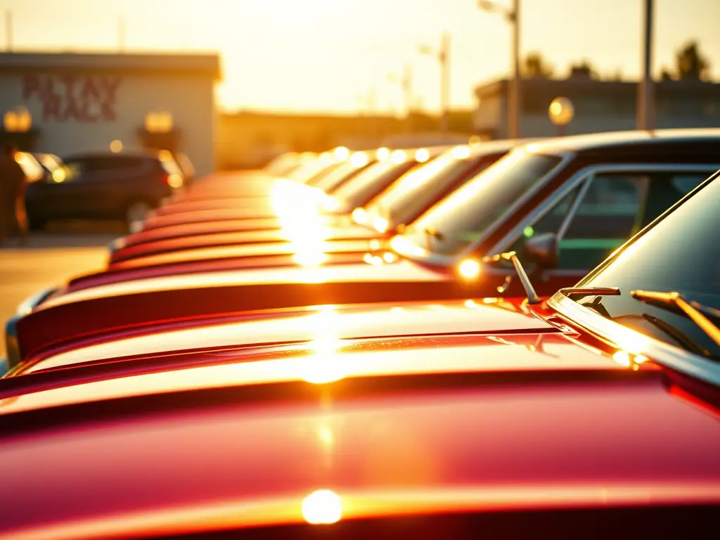 a row of cars in a parking lot