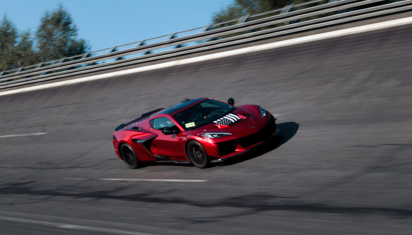 a red sports car on a race track