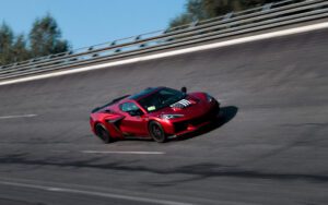 a red sports car on a race track