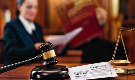 a gavel on a table with a scale and a woman reading