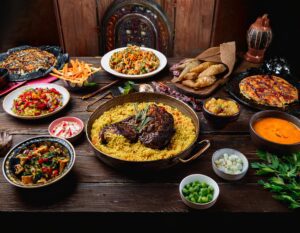 a table full of food
