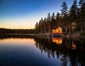 a cabin on the water