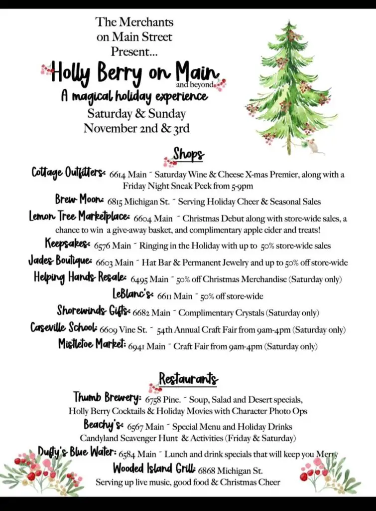 a list of holiday events