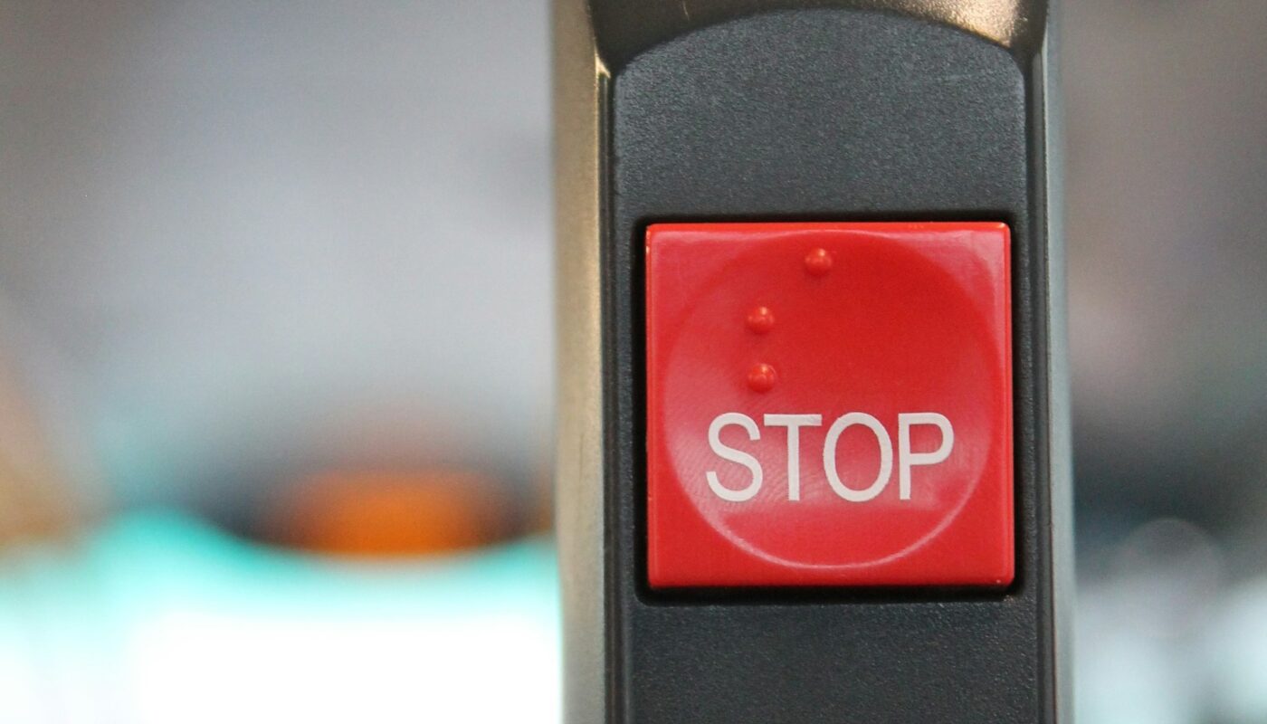 a close up of a stop button