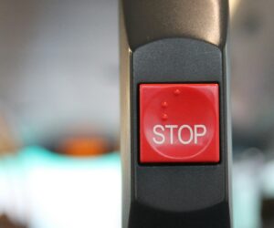 a close up of a stop button