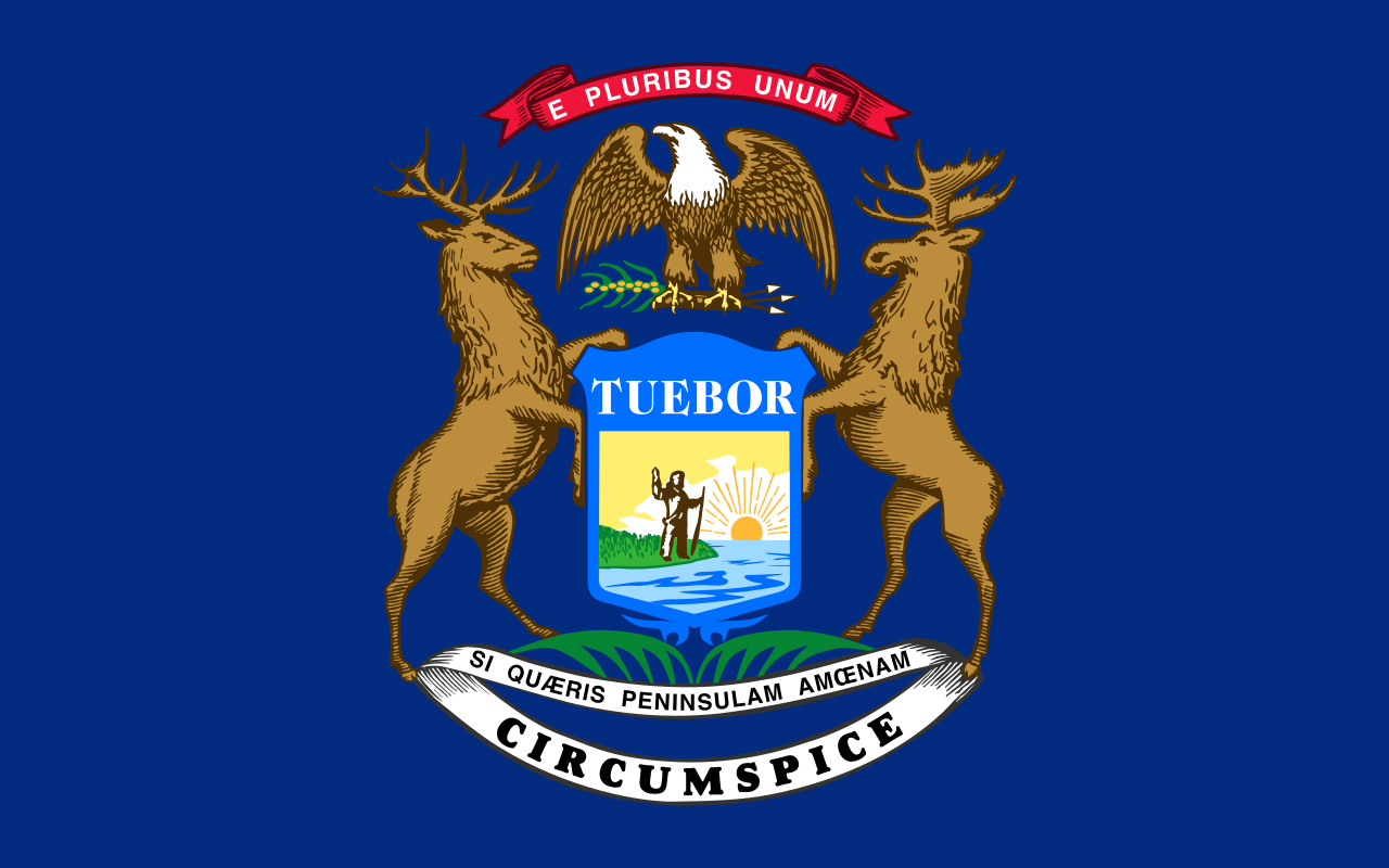 Flag of Michigan, United States of America.