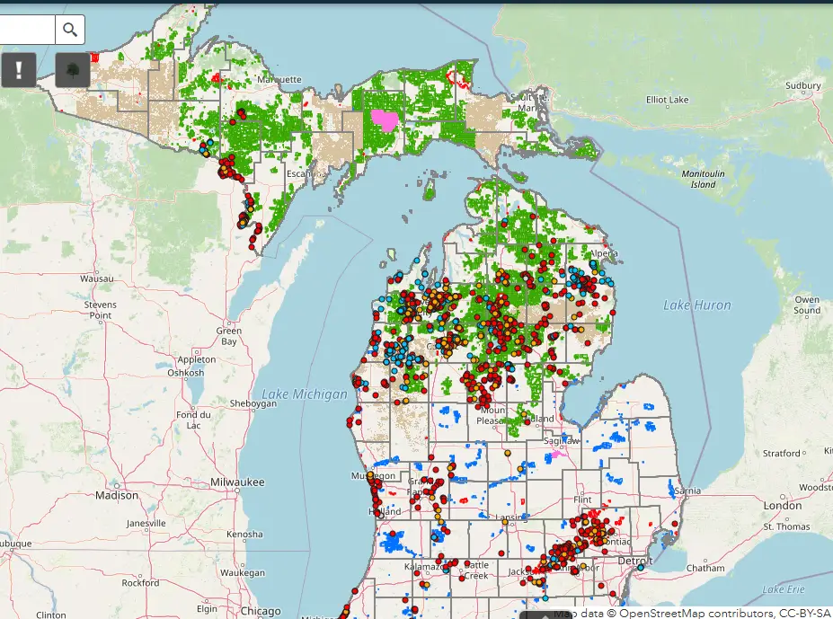 Oak Wilt Map Michigan of Infected Areas