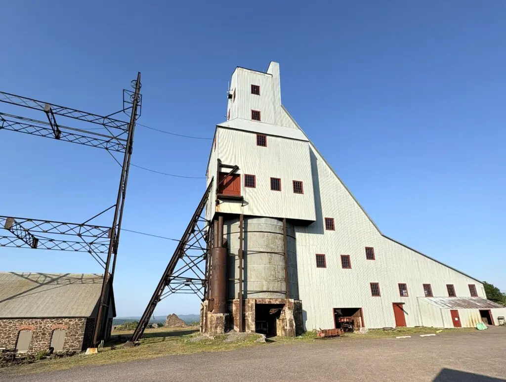 a large white building with a tower