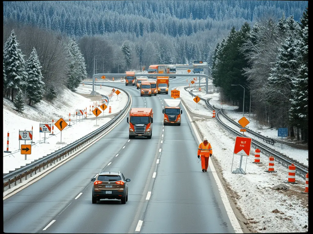 a road with traffic on it - m-72 closure