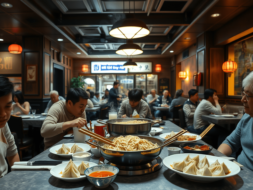 a group of people eating at a restaurant - Top Michigan Chinese Restaurants