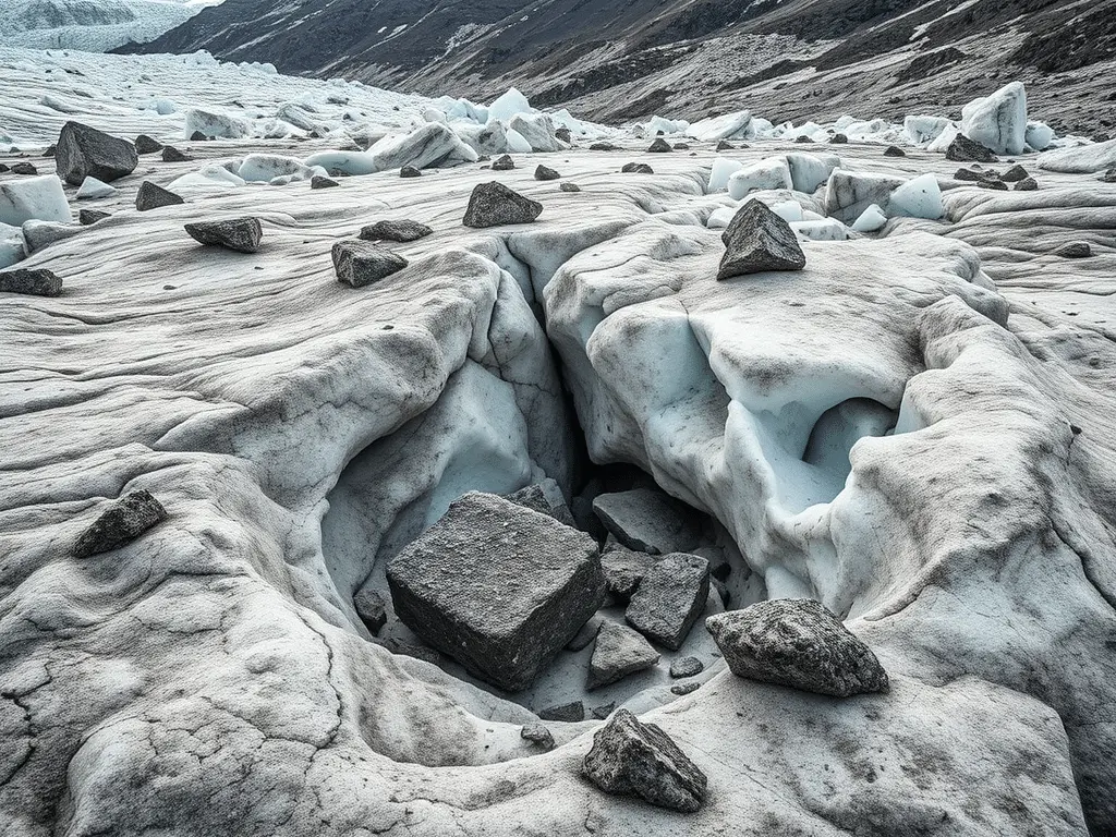 Lake Huron Secrets - a large glacier with rocks and snow