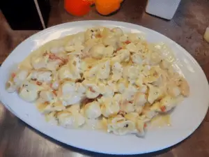 a plate of pasta on a table