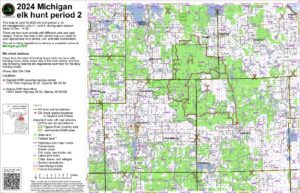 a map of michigan with green and white text