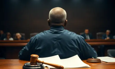 a man sitting at a table with papers and gavel