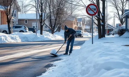 a man shoveling snow on the street