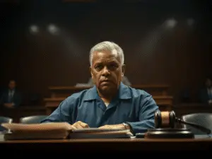 a man sitting at a desk with a gavel