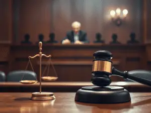 a gavel and scales on a table